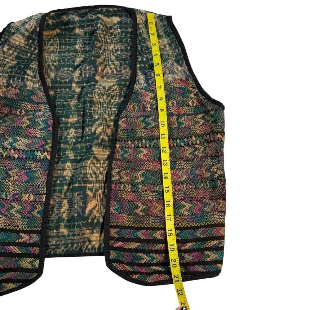 Handmade Multicolor‎ Embroidered Woven Boho Eclectic Vintage Vest Size Medium *